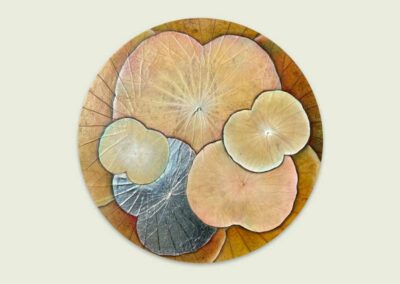 Verbindung60 cm rundBlattsilber und Öl auf Lotusblättern, Leinwand555 CHF/EUR