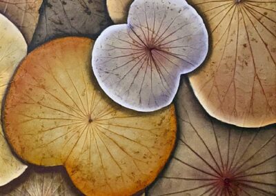 Erntezeit, Bild 2 eines Ensembles, 48 x 48 cm, Öl auf Lotusblatt, Holzpaneele, CHF 397